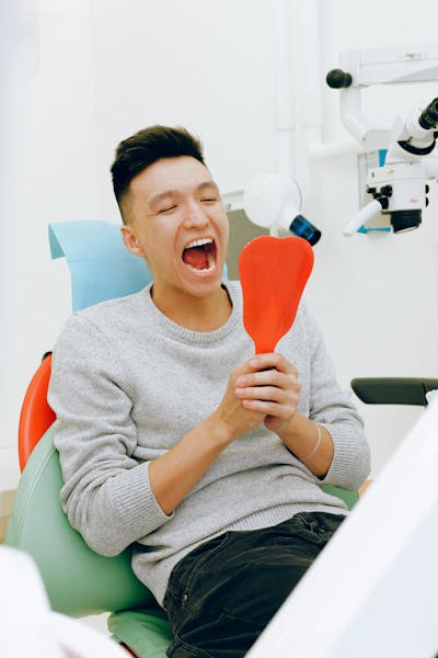 Man checking his teeth